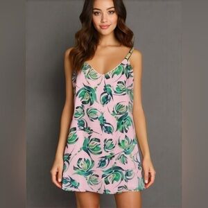 EVERLY Mini Dress women small floral shift slip cutout satin chiffon criss cross